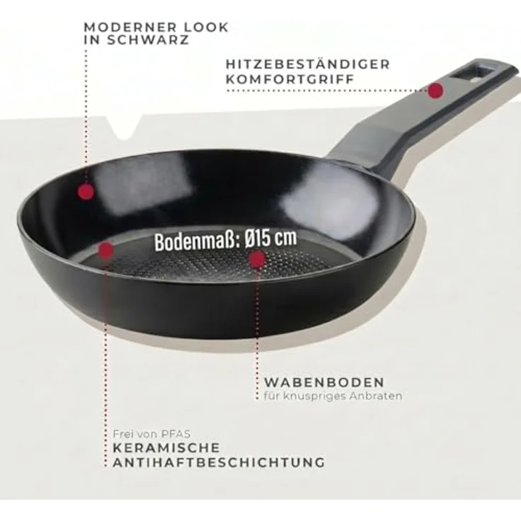 FACKELMANN Pfanne 20cm Statement – Keramik beschichtete Pfanne - Recyceltes Aluminium mit Antihaft-Beschichtung, Wabenbodenstruktur – Für alle Herdarten inklusive Induktion, PFAS-frei – Bild 3