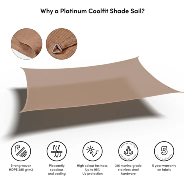 Coolfit Sonnensegel rechteckig, sand – Bild 5