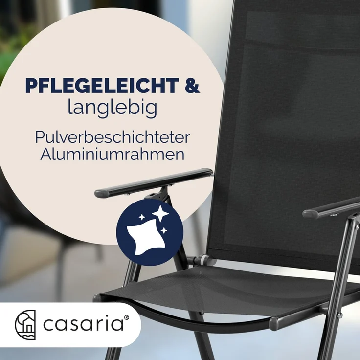 CASARIA® Aluminium Gartenstuhl Bern Klappbar Anthrazit 4er Set – Bild 5