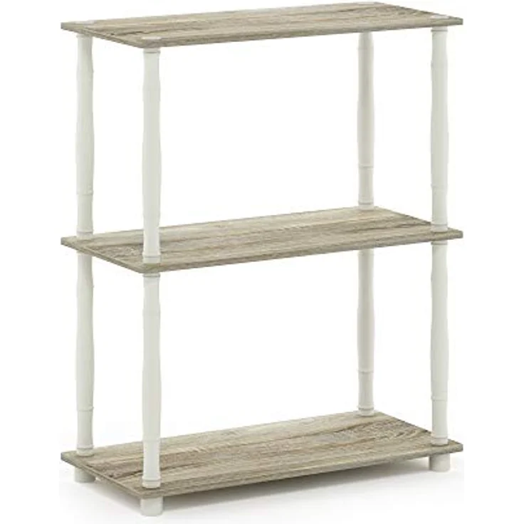 Furinno 3-Ebenen kompaktes Mehrzweck-Regal mit klassischem Rohr, holz, Sonoma Eiche/Weiß, 29. 46x59. 94x75. 18 cm – Bild 6