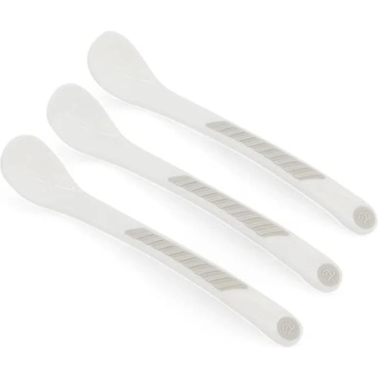 Twistshake Baby-Esslöffel-Set – 3er-Pack | BPA-freies Besteckset zum Entwöhnen von Babys | Lernbesteckset für Kinder | Kinderbesteck ab 6 Monaten | Weiß