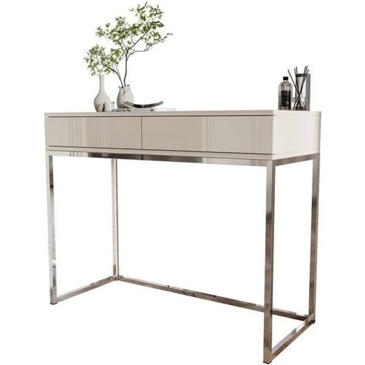 Lookway Konsolentisch BLANCO GLAMOUR Konsole in Kaschmir auf verchromtem Gestell – Bild 4