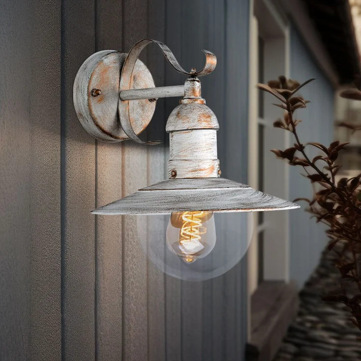 Wandleuchte, IP44, Landhausstil, weiß, gold, H 25,6cm – Bild 4