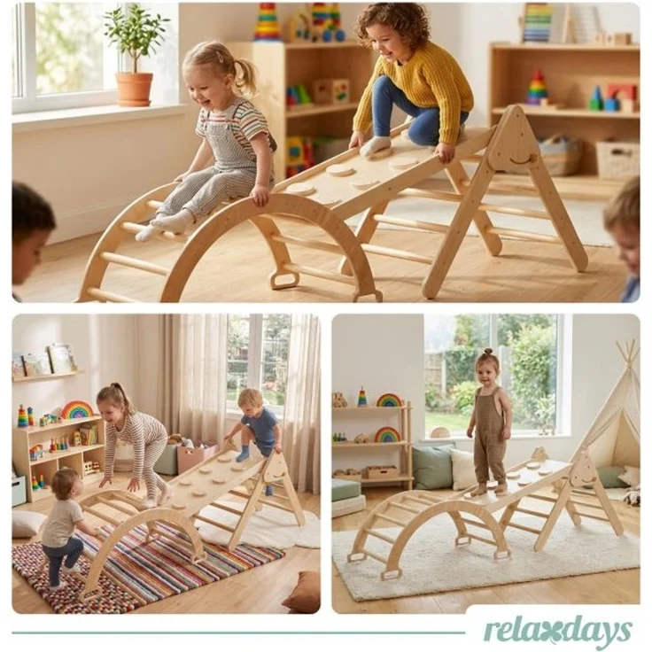 Relaxdays 3 in 1 Kletterdreieck aus Holz – Bild 5