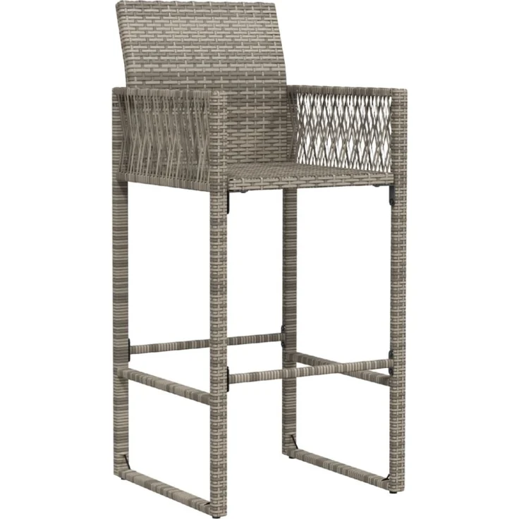 vidaXL Garten-Barhocker 2 Stk. Grau Poly Rattan 368704 – Bild 10