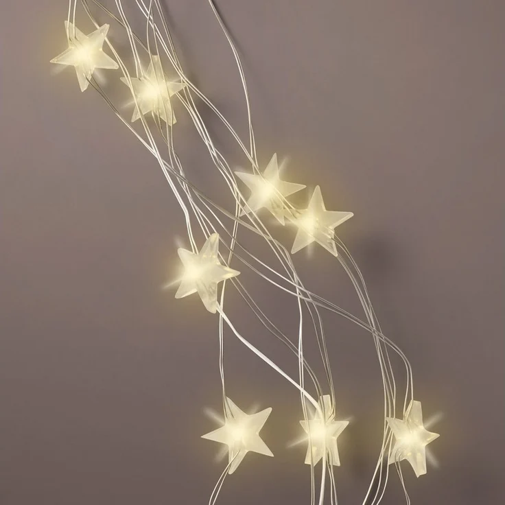 Spetebo LED-Lichterkette Draht Bündel warm weiß mit Sternen - 90 cm -, 64-flammig, mit integriertem Timer (6 Stunden AN / 18 Stunden aus) – Bild 2