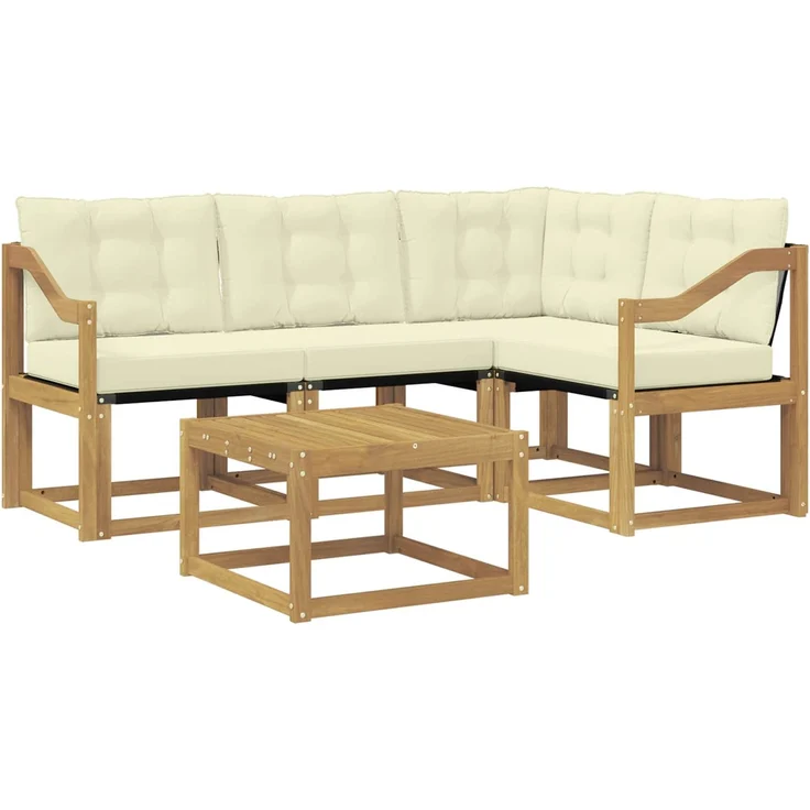 vidaXL Outdoor-Sofagarnitur 5 stk. 4-Sitzer Weiß und Creme 3389460 – Bild 2