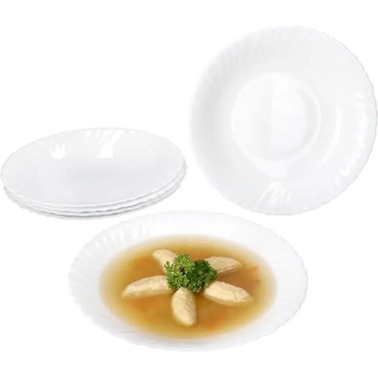 MamboCat Suppenteller 6x Suppenteller Arkona Opalglas 320ml 21,8cm weiß Teller tief