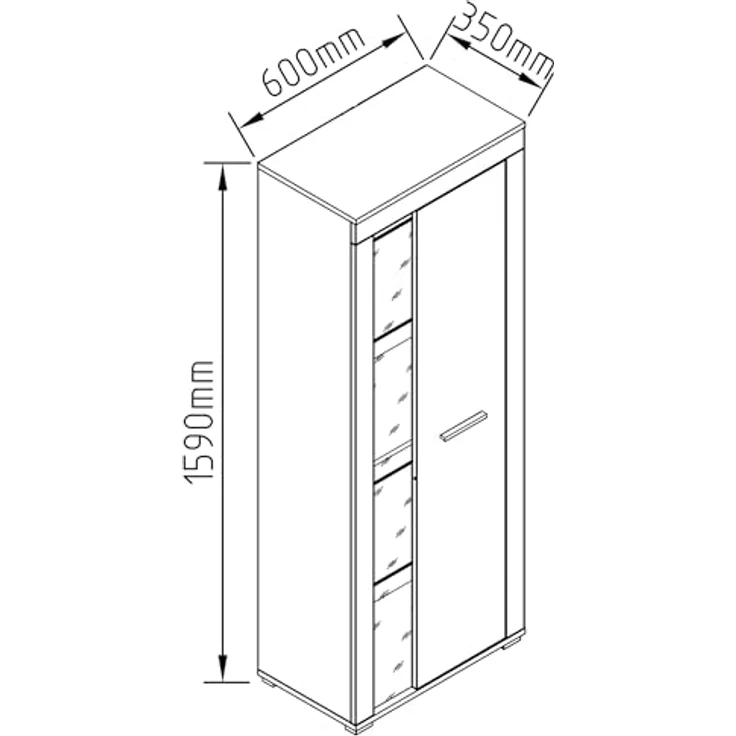 MID.YOU Vitrine Usilo, Anthrazit/Honigeiche, Glas, 3 Fächer, 60x159x35 cm, stehend – Bild 3