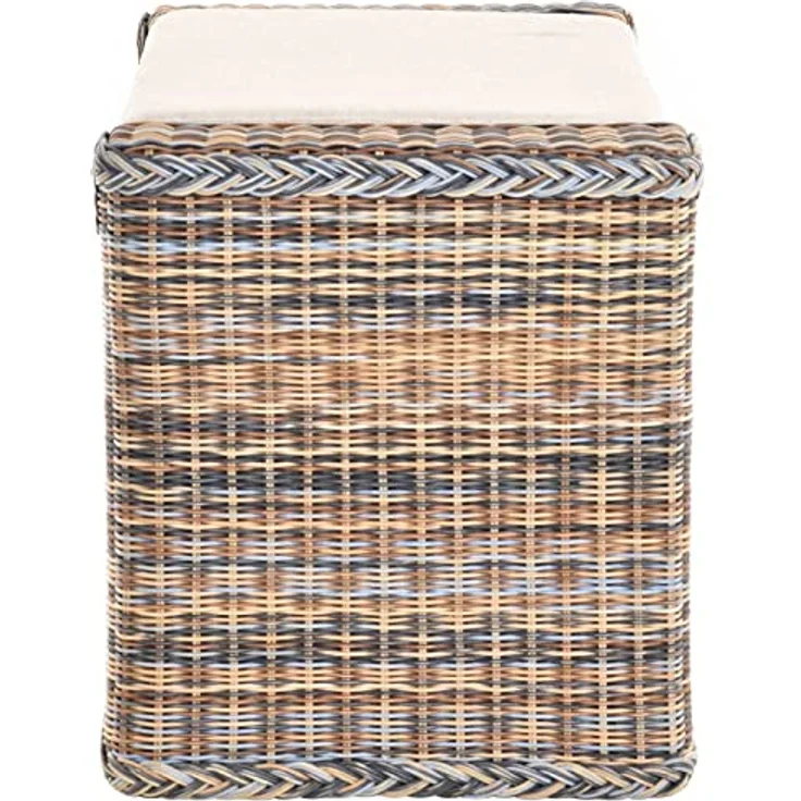 Krines Home Sitztruhe Rattan Wäschetruhe Sitzbank mit Stauraum Wäschesortierer 3 Fächer, mit Deckel – Bild 8