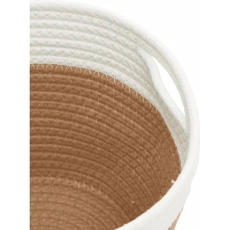 vidaXL Aufbewahrungskörbe 2 Stk. Braun und Weiß Ø24x18 cm Baumwolle 358454 – Bild 6