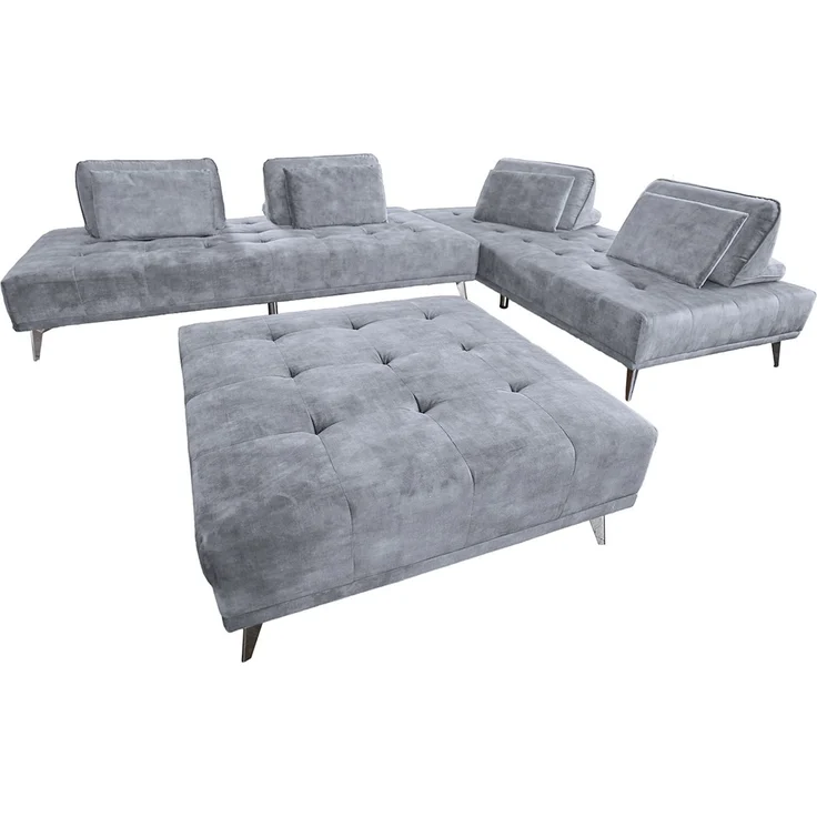KAWOLA Sofa WIOLO Ecksofa velvet mit Hocker grau 80 x 350 x 350 cm – Bild 3