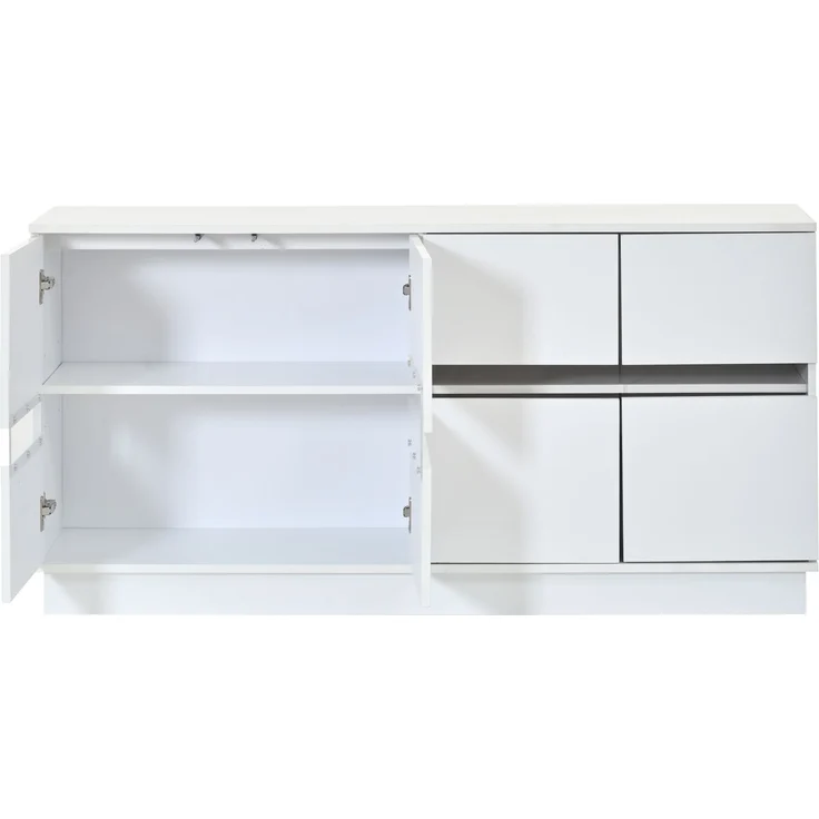 Sideboard 140 x 35 x 70 cm aus Spanplatte und Acryl, weiß mit Hochglanzfront und LED-Beleuchtung – Bild 9
