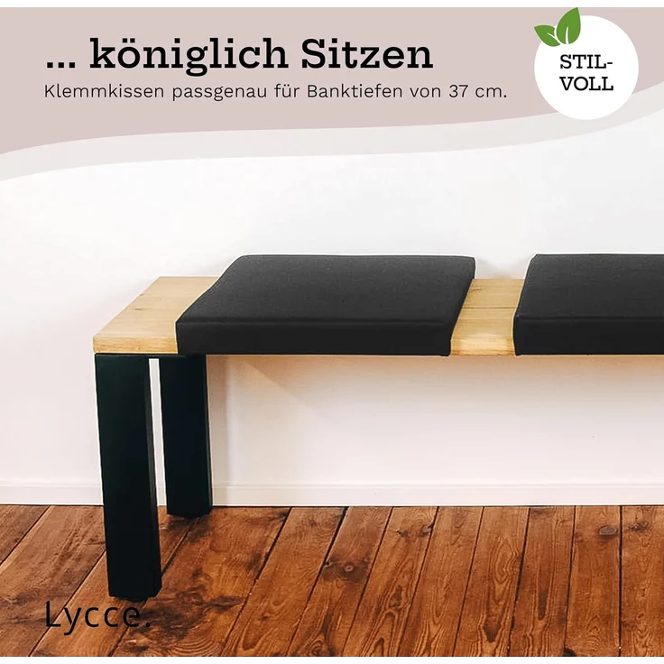 Lycce Bankauflage Klemmkissen Sitzkissen mit 2 Leisten, 37cm Klemmtiefe, Kunstleder, (1 St), hochwertiger Bezug in vielen Farben – Bild 5