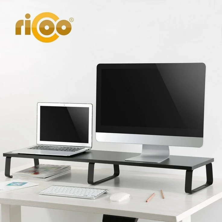 RICOO Schreibtischaufsatz Monitor Tischaufsatz FS0112 für 2x 13-32 Zoll (33-81 cm) Monitore, (Computer Monitor Stand, 1-St, stabil bis 20Kg belastbar), Monitorständer Schreibtisch Monitorerhöhung Bildschirm Tisch Aufsatz – Bild 2