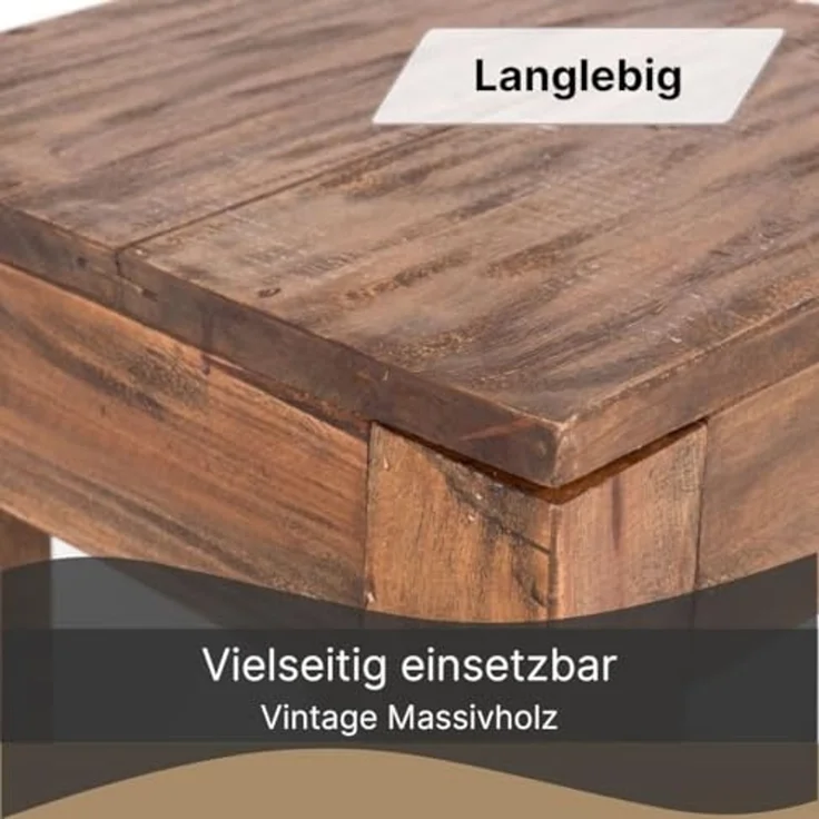 DESIGN DELIGHTS Beistelltisch Couchtisch "SQUARE 40", Altholz massiv, 40x40x40cm, Beistelltisch – Bild 7
