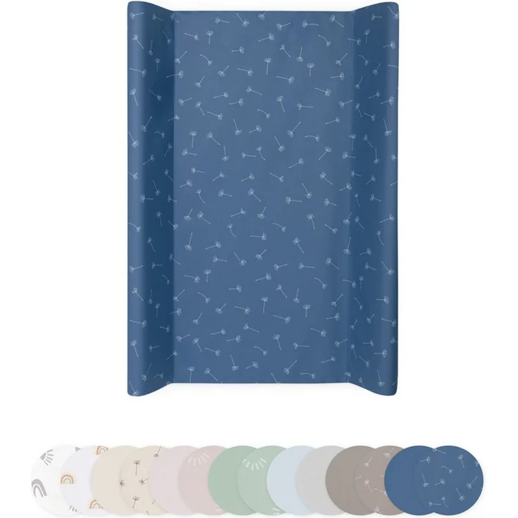 Ehrenkind® Abwaschbare Wickelauflage mit Keil - Hygienisch, Sicher und Vielseitig in Jeansblau Pusteblume | Wickelauflage 50x70 | Wickelunterlage | Wickeltischauflage abwaschbar – Bild 1