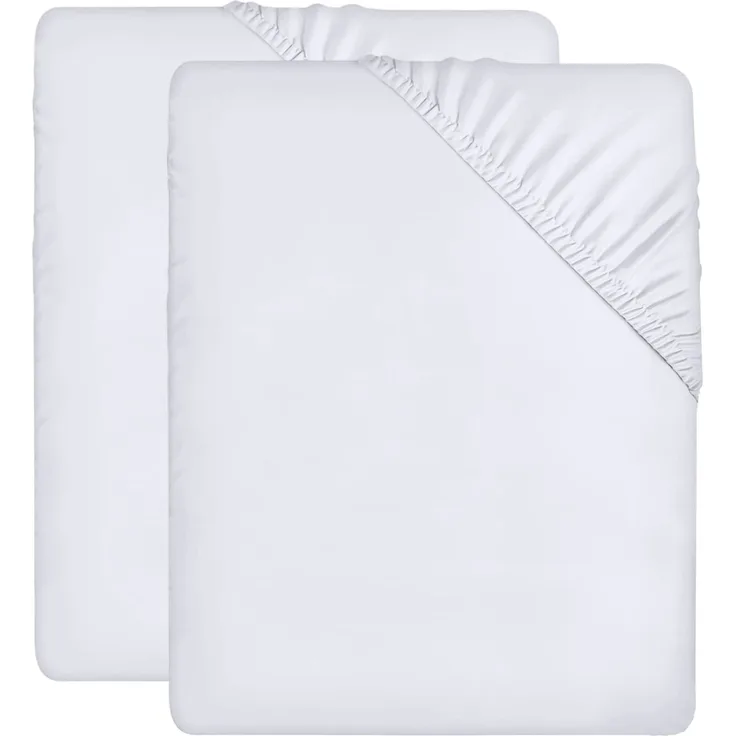 Utopia Bedding - 2er Set Spannbettlaken 140x200 cm - Weiß - Gebürstete Mikrofaser Spannbetttuch - 35 cm Tiefe Tasche
