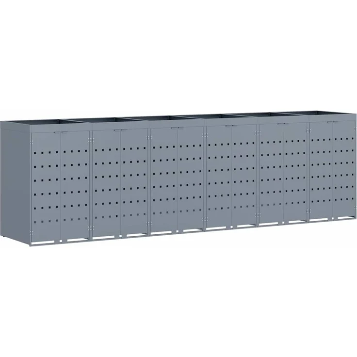 vidaXL Wagenmüllbehälter für 6 Behälter Hellgrau 408 x 77,5 x 121,5 cm 3394752 – Bild 2