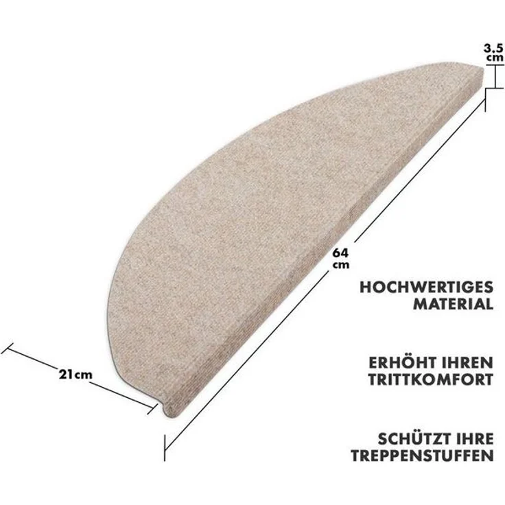 Karat Stufenmatte Denver, Treppenmatte, 5 Farben & 2 Größen, Halbrund, Höhe: 4.4 mm, Günstiger Stufenschutz – Bild 4