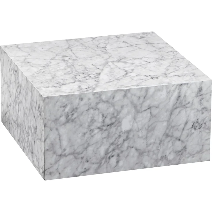 Couchtisch Monobloc 60x30x60cm Hochglanz Marmoroptik Weiß Quadratisch – Bild 1