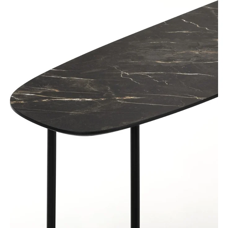 Moderne Design Konsole MARMOL 100cm schwarz Marmor-Dekor Metallgestell – Bild 4