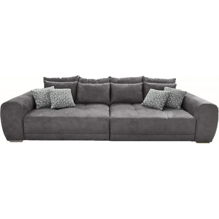 Big-Sofa XXL 306 cm Federkern Lounge Couch mit Bezug aus Mikrofaserstoff in Grau