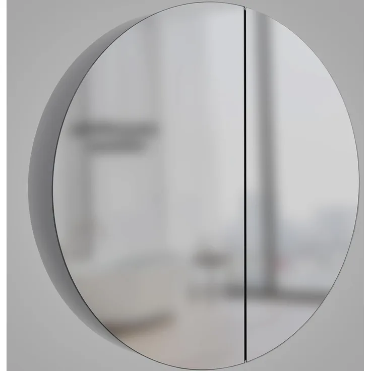 Talos Spiegelschrank Bad rund Ø 60 cm - Badezimmer Spiegelschrank mit hochwertigem Aluminium Korpus - Bad Spiegelschrank mit Zwei Glaseinlegeböden