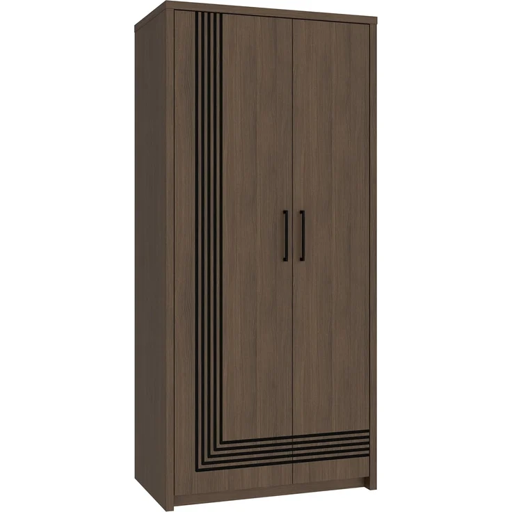 Forte EUFEMIUS Kleiderschrank 90 95, moderner Schrank mit dekorativer Fräsung, Holzwerkstoff, Dunkelbraun|Schwarz Eiche Holzdekor, 91,5 cm breit x 198,3 cm hoch x 52,7 cm tief – Bild 6