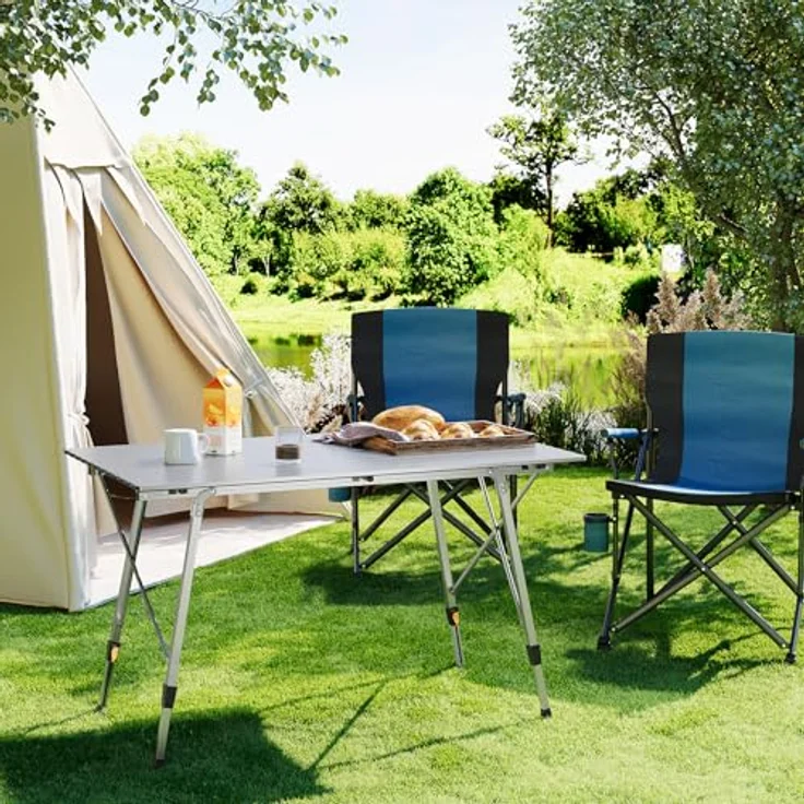 WOLTU Alu Campingtisch klappbar, Falttisch Höhenverstellbar mit Tragetasche & aufrollbarer Tischplatte, Klapptisch Reisetisch 4-6 Personen, für Camping Garten Balkon, 120 * 68. 5cm, Silber – Bild 8