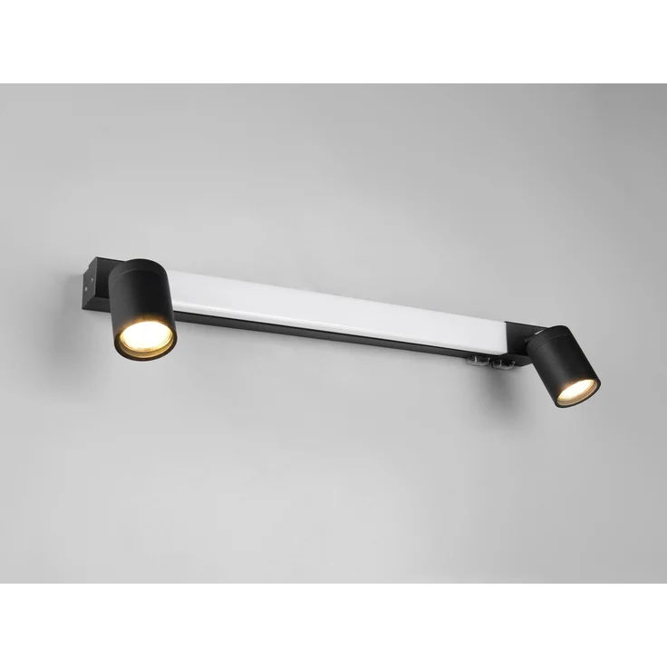 LED Bad Spiegelleuchte mit 2 Strahlern & Schalter, Schwarz Breite 60cm – Bild 9