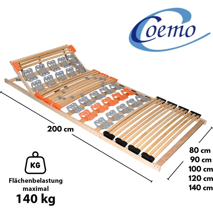 Coemo KombiFlex Federleisten-Teller-Lattenrost Kopfteil verstellbar 120 x 200 cm – Bild 5