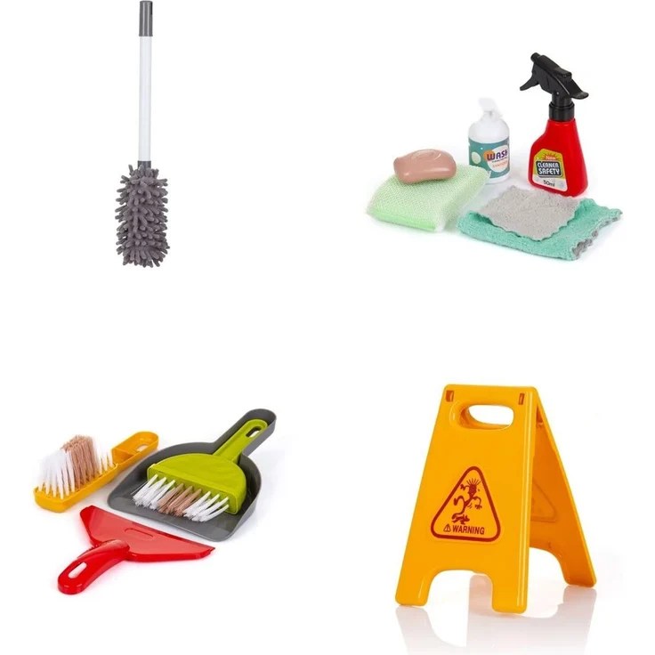 Chipolino Kinderspielzeug Putzwagen 16-teilig Staubwedel Besen Eimer Warnschild bunt – Bild 5