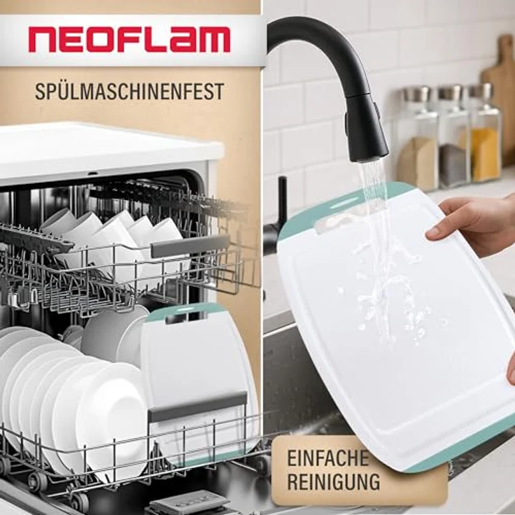 NEOFLAM® Schneidebrett BiJu Antibakterielles Schneidebrettset, 3tlg. - Grau/Türkis/Royalblau, Kunststoff (PP), (3-St) – Bild 4