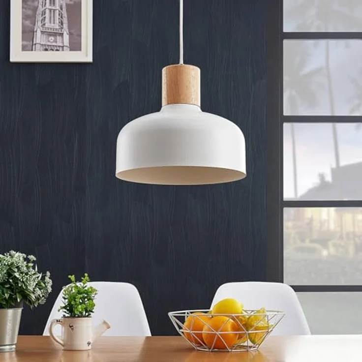 LINDBY Hängeleuchte Carlise mit Holzelement, Pendelleuchte für Wohnzimmer und Esszimmer, gemütliche Atmosphäre – Bild 5