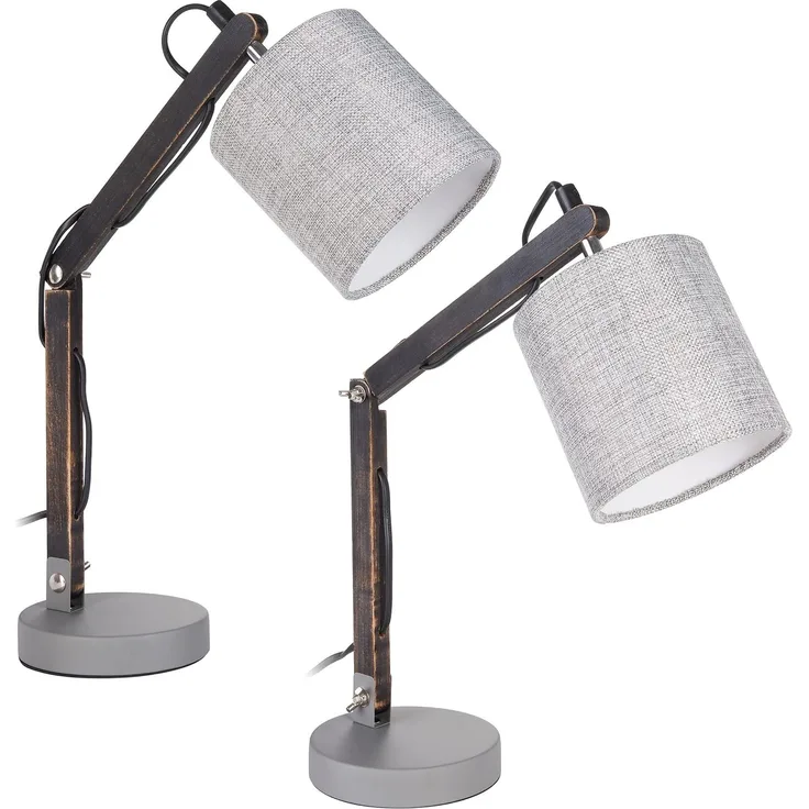 Schreibtischlampe, Leselampe aus Holz - verstellbar - bis zu 52 cm hoch