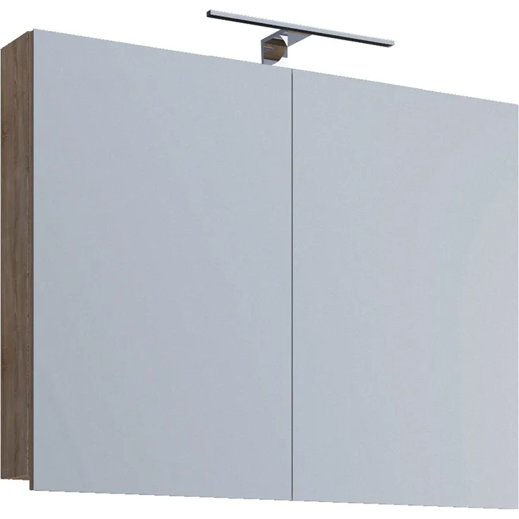 VCB1 Badschrank 60cm Wandschrank Bad Möbel Hängeschrank Spiegel Sonoma Eiche