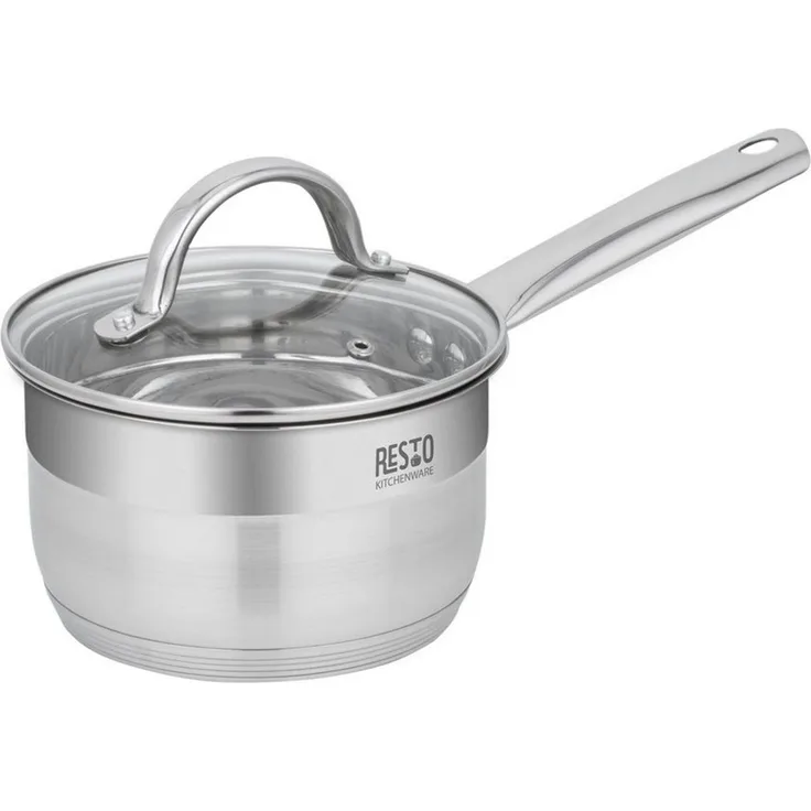 RESTO Kitchenware Kasserolle Rigel, Soßentopf 1,9 l, energiesparend und spülmaschinenfest, Edelstahl 18/10 (2-tlg), mit hitzebeständigem Glasdeckel, im Geschenkkarton