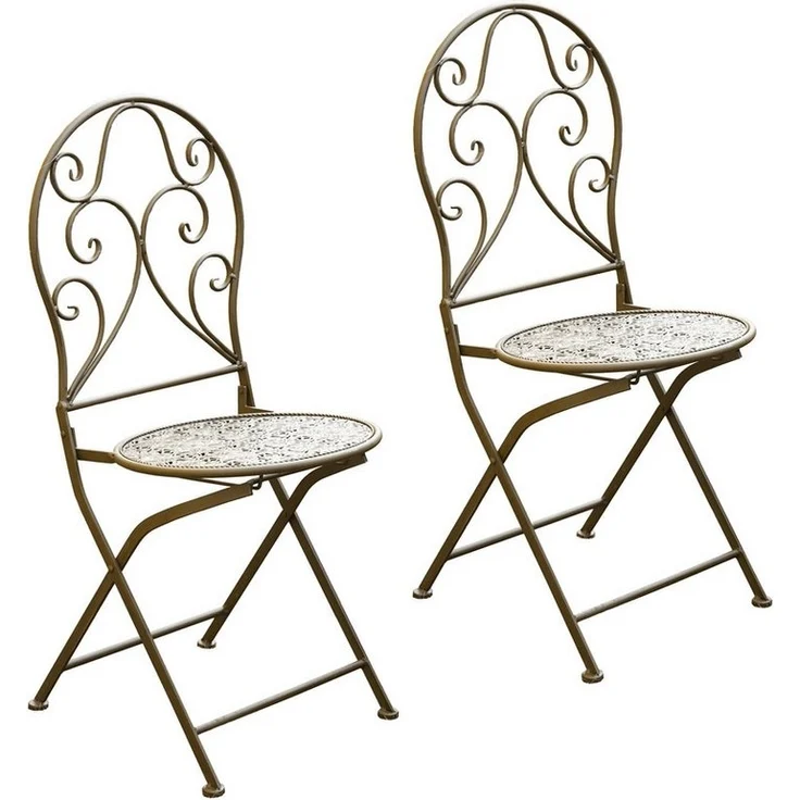 HTI-Living Gartenstuhl Gartenstuhl 2er-Set Lani Antik (Set, 2 St), Metallstuhl nostalgisch Klappstuhl – Bild 3