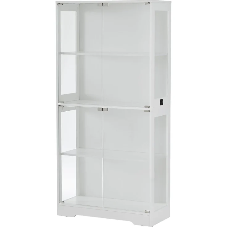 Glasvitrine 80 x 35 x 165 cm in Weiß mit LED-Beleuchtung und Bewegungssensor – Bild 7