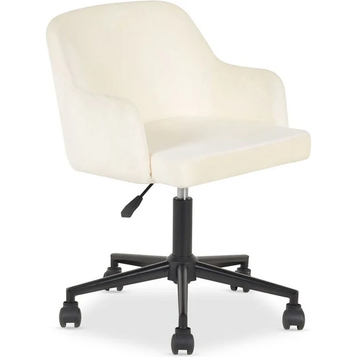 IDIMEX Drehstuhl OLIVER, Schreibtischstuhl gepolstert mit Samtbezug Homeoffice Cremeweiß – Bild 2