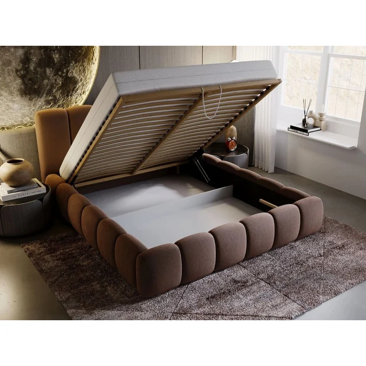 GrainGold Polsterbett mit Bettkästen CLOUD, Modern Bett mit Kopfteil - 180x200 cm, Braun (1x Bett) – Bild 3