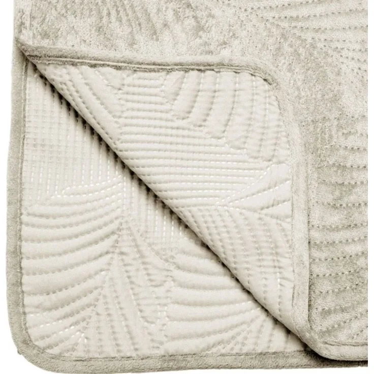 Wohnaccessoire Tagesdecke Leaf Ivory 240x260 cm Velours