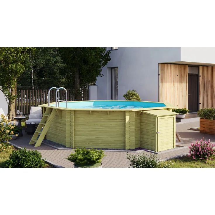 Karibu Pool Modell 2A Classic 470x470 cm, Holz kdi, mit Filter+Skimmer