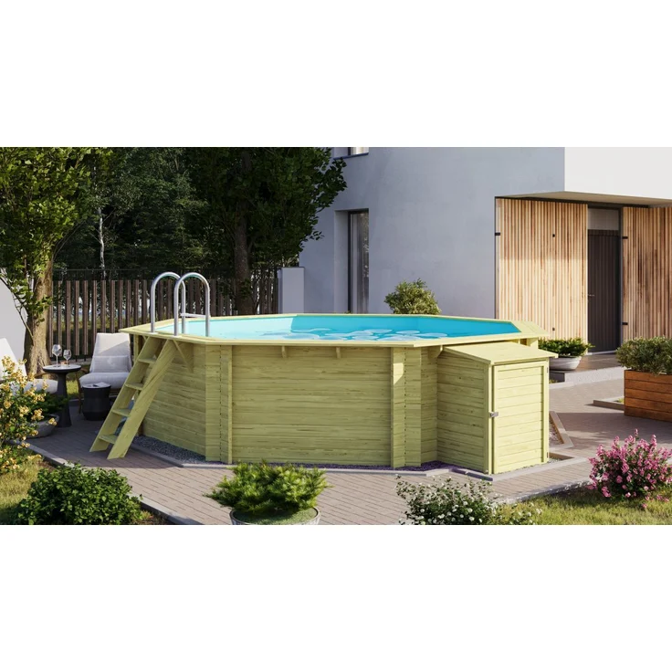 Karibu Pool Modell 2A Classic 470x470 cm, Holz kdi, mit Filter+Skimmer