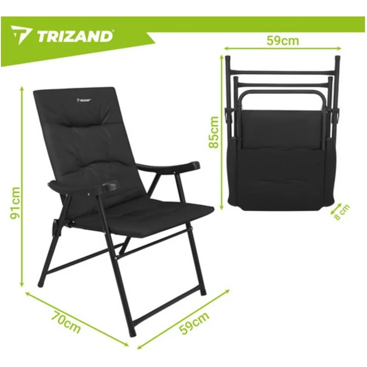 Trizand Campingstuhl Klapp-Angelstuhl Strandstuhl (Spar-Set, 1 St), Verstärkungsstreifen am Sitz sorgt für maximale Stabilität – Bild 2