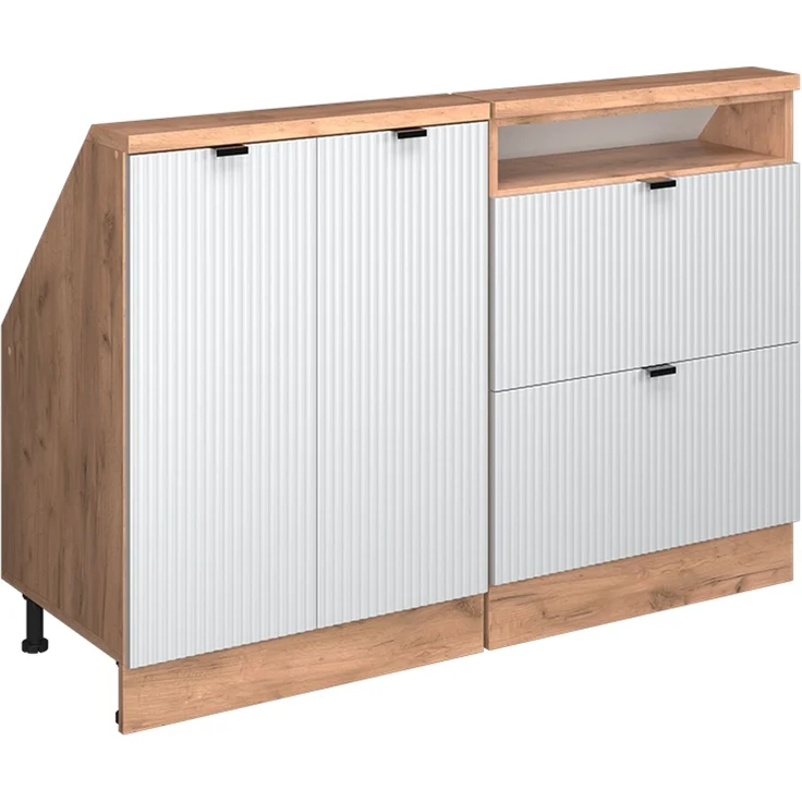 Küchenschrank für Dachschrägen R-Line Weiß Riffel 120 cm 2er Set Vicco – Bild 1