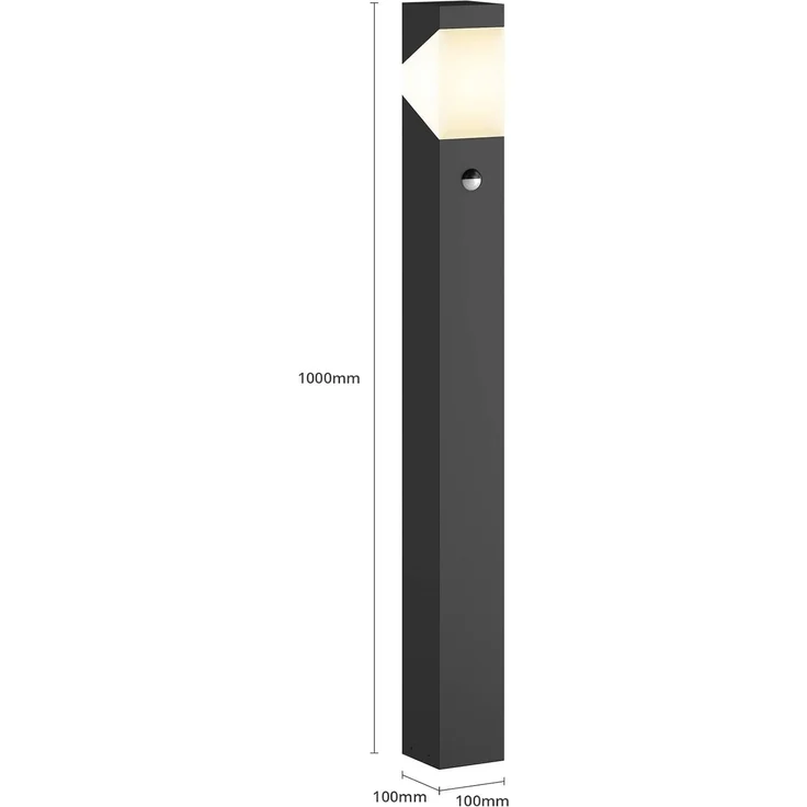 Lucande Außen-Stehlampe Kiran, Metall, Schwarz IP44mit Bewegungsmelder, 1 x 40 W – Bild 5