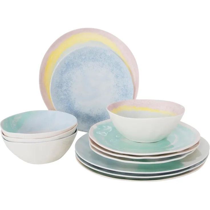 Bo-Camp Geschirr-Set Melamin Geschirr Set Barfleur Camping, 100% Melamin, Essgeschirr Reise Picknick Teller