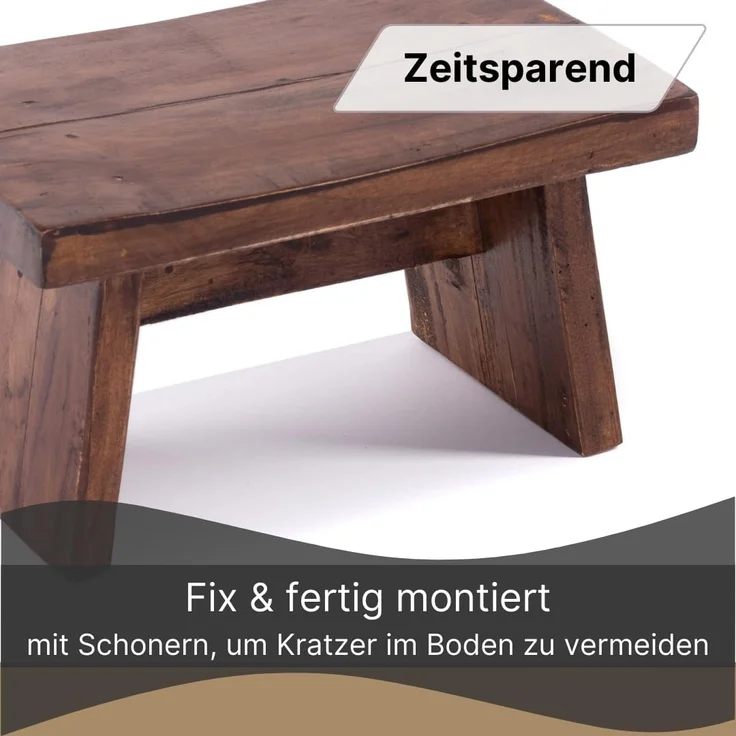 DESIGN DELIGHTS Hocker NOSTALGISCHER FUßHOCKER "SCHEMEL", Altholz massiv, Holzhocker, Farb – Bild 4